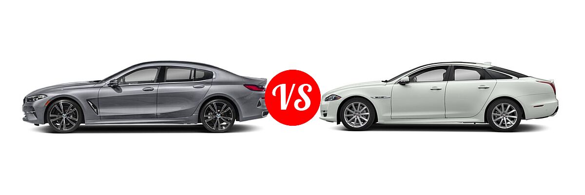 2021 BMW 8 Series Sedan 840i vs. 2018 Jaguar XJ Sedan XJ R-Sport / XJ Supercharged - Side Comparison