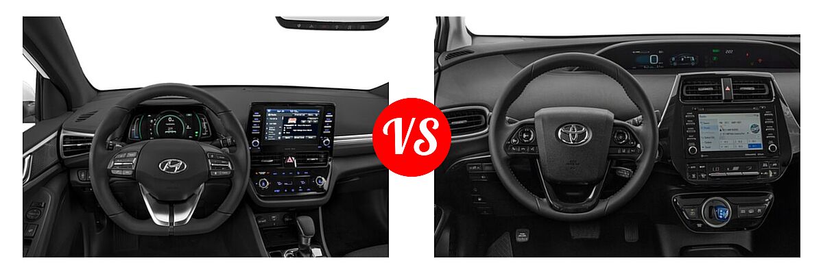 2021 Hyundai Ioniq Hybrid Hatchback Hybrid Limited / SEL vs. 2021 Toyota Prius Prime Hatchback PHEV LE / XLE - Dashboard Comparison