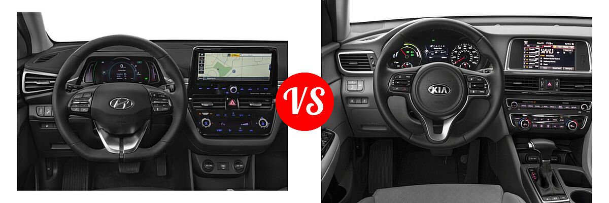 2021 Hyundai Ioniq Electric Hatchback Electric Limited vs. 2018 Kia Optima Plug-In Hybrid Sedan EX - Dashboard Comparison