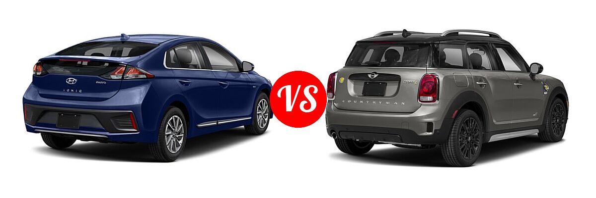 2021 Hyundai Ioniq Electric Hatchback Electric Limited vs. 2018 MINI Countryman Wagon Hybrid Cooper S E - Rear Right Comparison