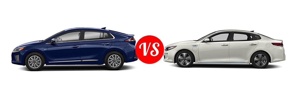 2021 Hyundai Ioniq Electric Hatchback Electric Limited vs. 2018 Kia Optima Plug-In Hybrid Sedan EX - Side Comparison