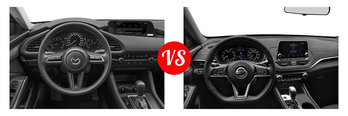 2021 Mazda 2 Sedan 2.5 S vs. 2021 Nissan Altima Sedan 2.0 SR / 2.5 SR - Dashboard Comparison