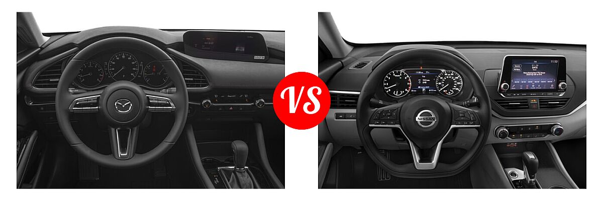 2021 Mazda 2 Sedan Select vs. 2021 Nissan Altima Sedan 2.5 S - Dashboard Comparison