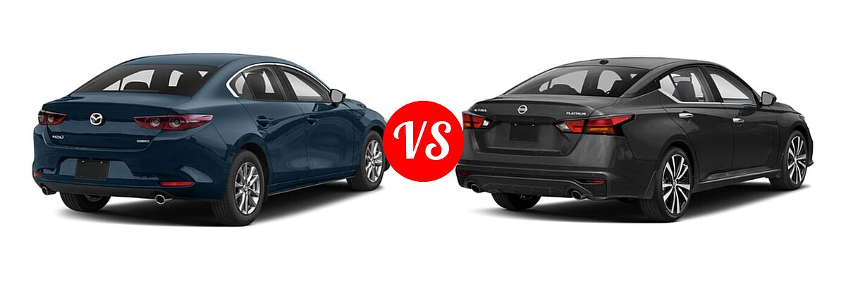 2021 Mazda 2 Sedan 2.5 S vs. 2021 Nissan Altima Sedan 2.5 Platinum / 2.5 SL / 2.5 SV - Rear Right Comparison