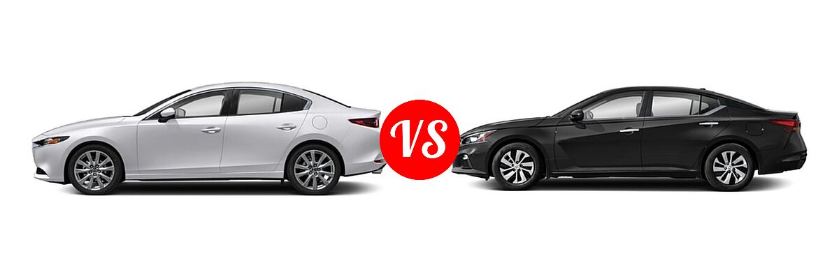 2021 Mazda 2 Sedan Select vs. 2021 Nissan Altima Sedan 2.5 S - Side Comparison