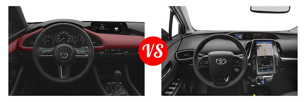 2021 Mazda 3 Hatchback 2.5 Turbo Premium Plus vs. 2021 Toyota Prius Prime Hatchback PHEV Limited - Dashboard Comparison