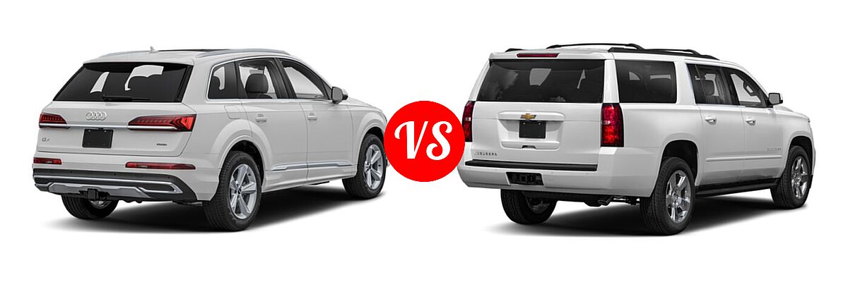 2020 Audi Q7 SUV Premium / Premium Plus / Prestige vs. 2020 Chevrolet Suburban SUV LS / LT - Rear Right Comparison