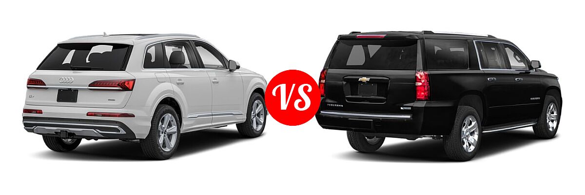 2020 Audi Q7 SUV Premium / Premium Plus / Prestige vs. 2020 Chevrolet Suburban SUV Premier - Rear Right Comparison