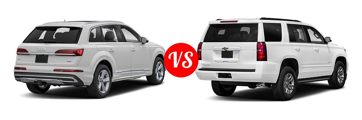 2020 Audi Q7 SUV Premium / Premium Plus / Prestige vs. 2020 Chevrolet Tahoe SUV LS / LT - Rear Right Comparison