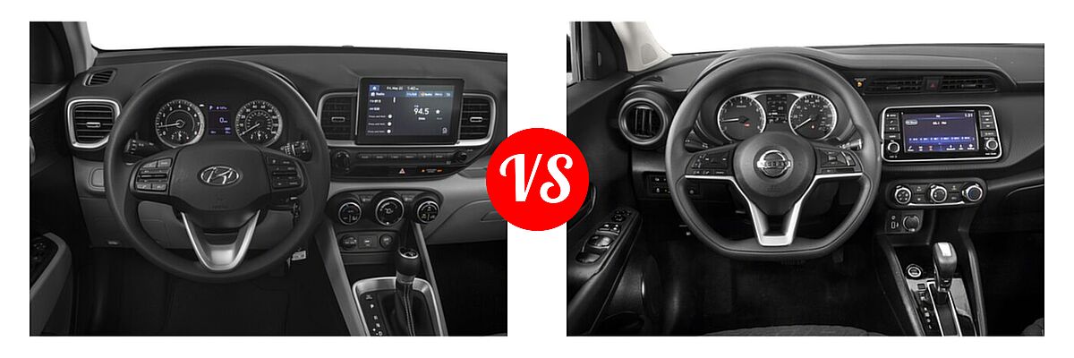 2021 Hyundai Venue SUV SEL vs. 2021 Nissan Kicks SUV S / SV - Dashboard Comparison
