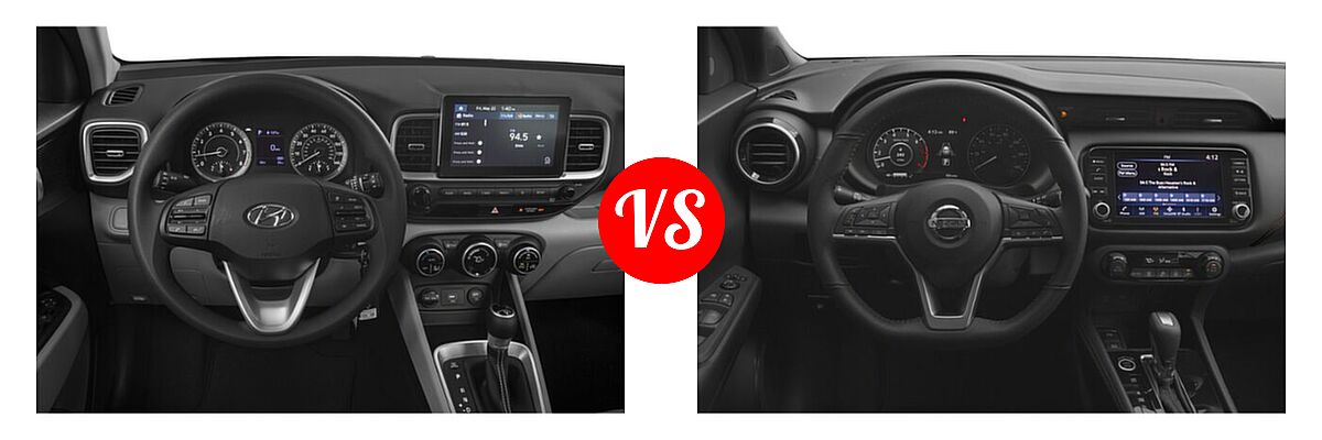 2021 Hyundai Venue SUV SEL vs. 2021 Nissan Kicks SUV SR - Dashboard Comparison