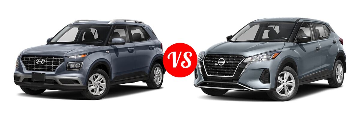 2021 Hyundai Venue SUV SEL vs. 2021 Nissan Kicks SUV S / SV - Front Left Comparison