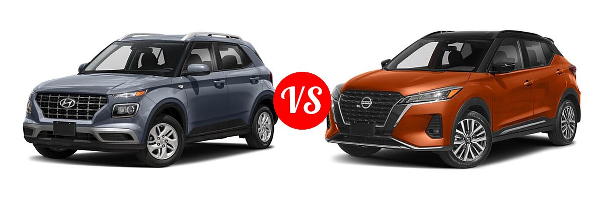 2021 Hyundai Venue SUV SEL vs. 2021 Nissan Kicks SUV SR - Front Left Comparison