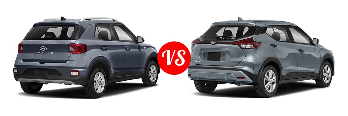 2021 Hyundai Venue SUV SEL vs. 2021 Nissan Kicks SUV S / SV - Rear Right Comparison