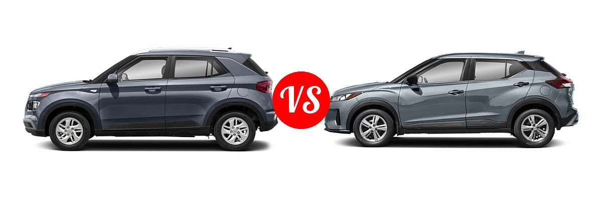 2021 Hyundai Venue SUV SEL vs. 2021 Nissan Kicks SUV S / SV - Side Comparison