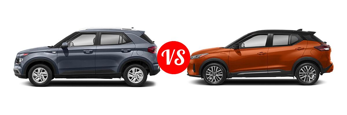 2021 Hyundai Venue SUV SEL vs. 2021 Nissan Kicks SUV SR - Side Comparison