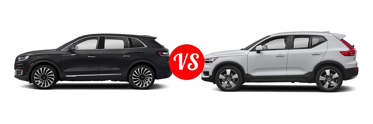2020 Lincoln Nautilus SUV Black Label vs. 2019 Volvo XC40 SUV Momentum / R-Design - Side Comparison