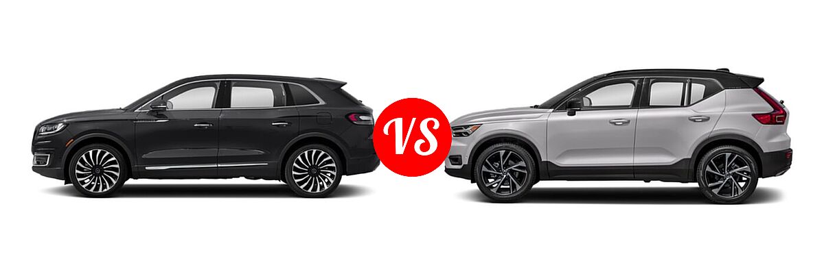 2020 Lincoln Nautilus SUV Black Label vs. 2019 Volvo XC40 SUV R-Design - Side Comparison