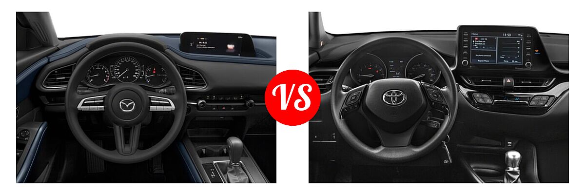 2020 Mazda CX-30 SUV AWD vs. 2020 Toyota C-HR SUV LE / XLE - Dashboard Comparison