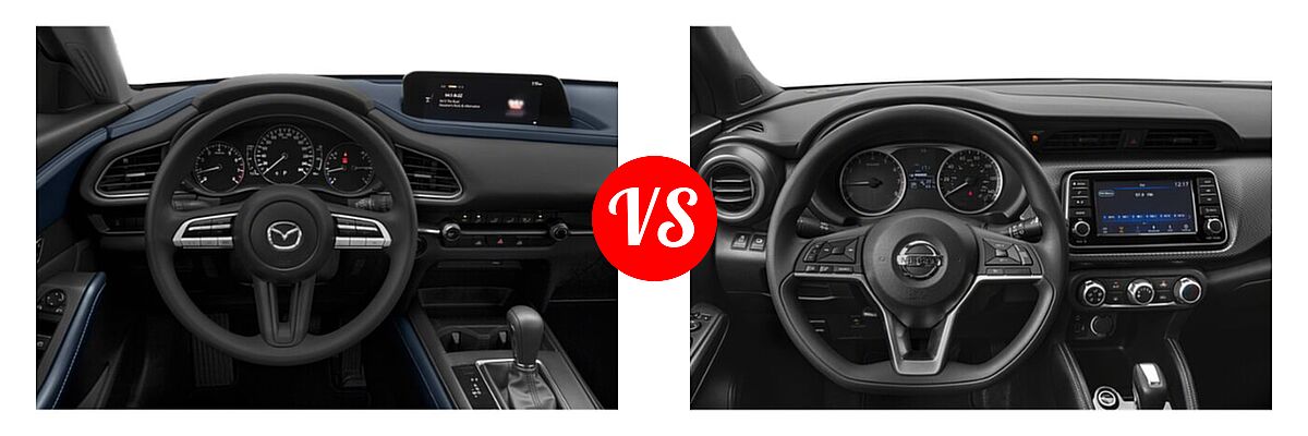 2020 Mazda CX-30 SUV AWD vs. 2020 Nissan Kicks SUV S / SV - Dashboard Comparison