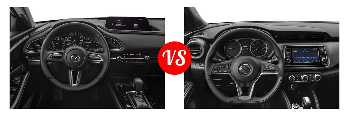 2020 Mazda CX-30 SUV Preferred Package vs. 2020 Nissan Kicks SUV S / SV - Dashboard Comparison