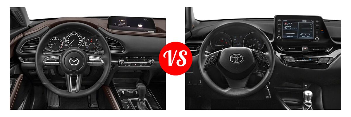 2020 Mazda CX-30 SUV Premium Package vs. 2020 Toyota C-HR SUV LE / XLE - Dashboard Comparison
