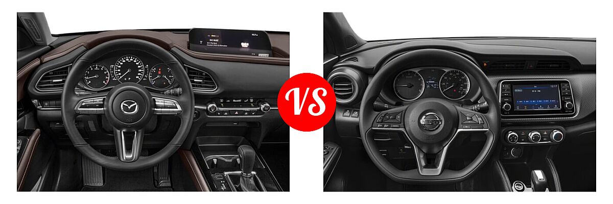 2020 Mazda CX-30 SUV Premium Package vs. 2020 Nissan Kicks SUV S / SV - Dashboard Comparison