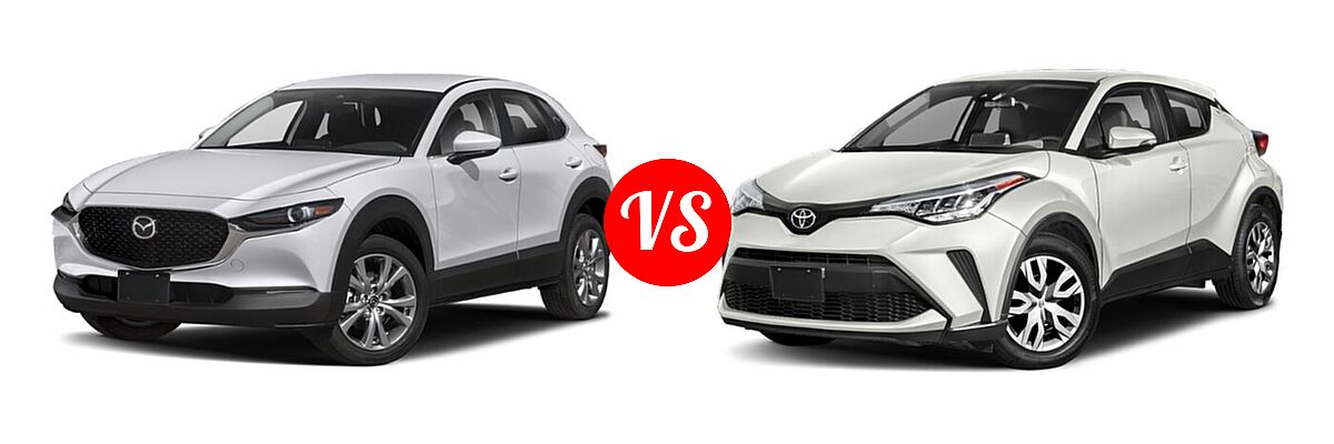 2020 Mazda CX-30 SUV Preferred Package vs. 2020 Toyota C-HR SUV LE / XLE - Front Left Comparison