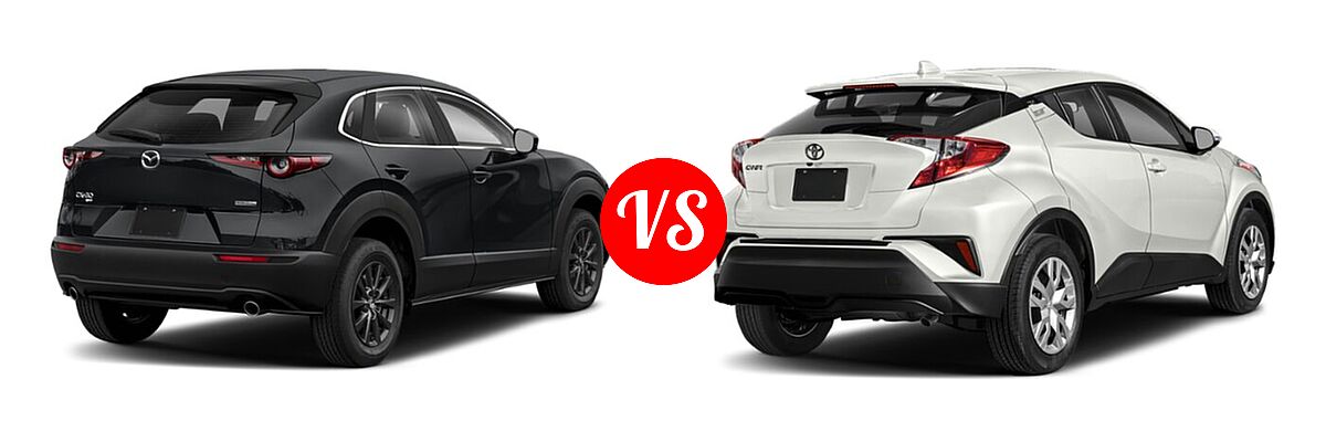 2020 Mazda CX-30 SUV AWD vs. 2020 Toyota C-HR SUV LE / XLE - Rear Right Comparison