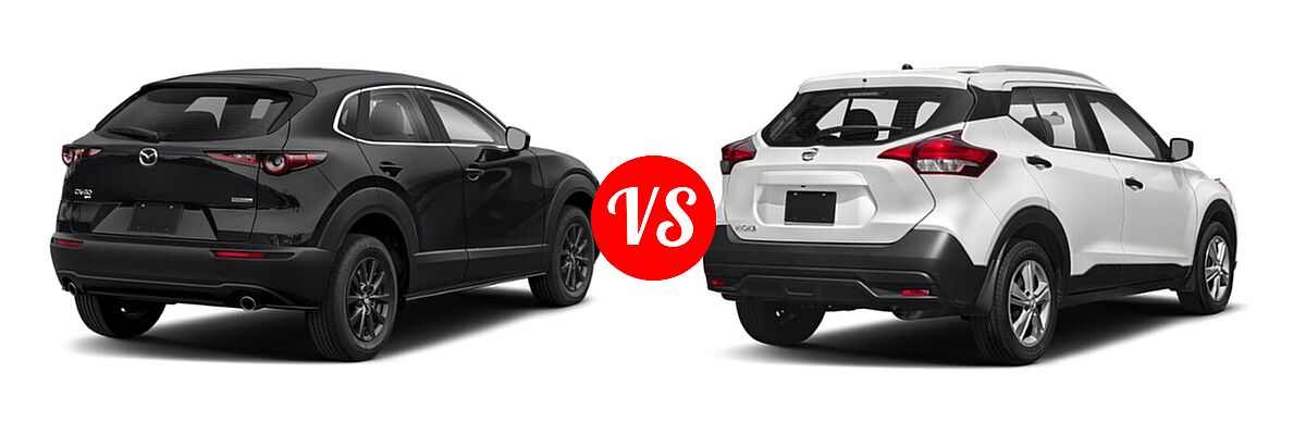 2020 Mazda CX-30 SUV AWD vs. 2020 Nissan Kicks SUV S / SV - Rear Right Comparison