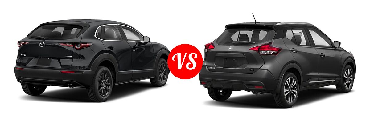 2020 Mazda CX-30 SUV AWD vs. 2020 Nissan Kicks SUV SR - Rear Right Comparison