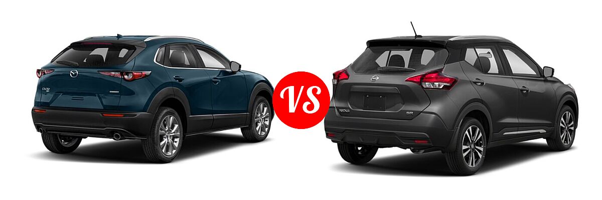 2020 Mazda CX-30 SUV Premium Package vs. 2020 Nissan Kicks SUV SR - Rear Right Comparison