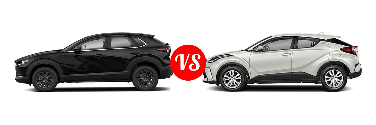 2020 Mazda CX-30 SUV AWD vs. 2020 Toyota C-HR SUV LE / XLE - Side Comparison