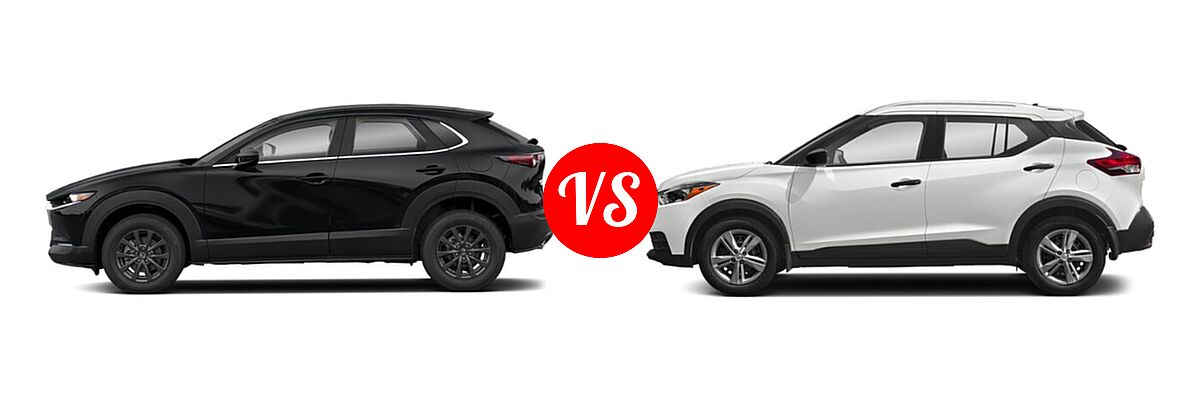2020 Mazda CX-30 SUV AWD vs. 2020 Nissan Kicks SUV S / SV - Side Comparison