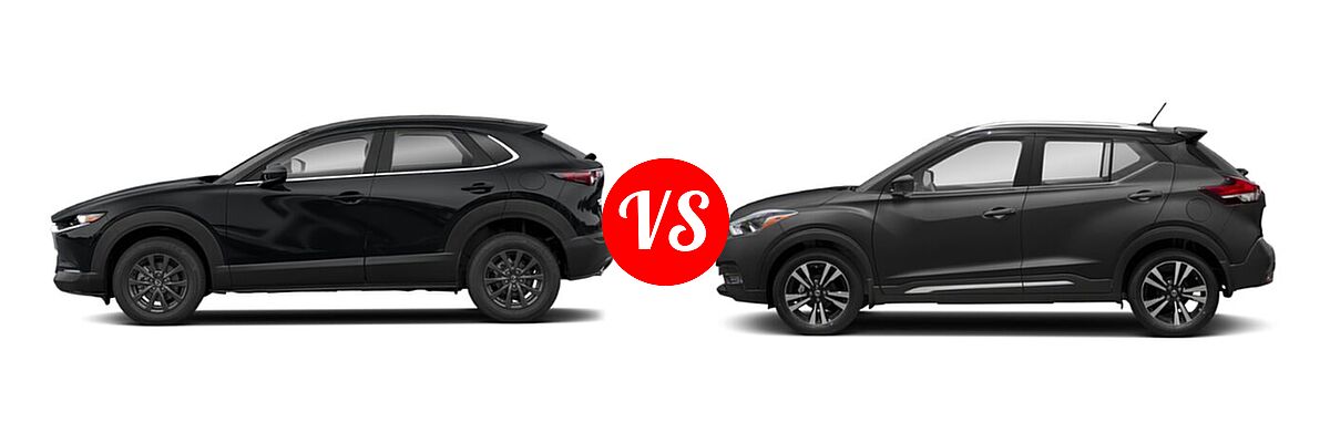 2020 Mazda CX-30 SUV AWD vs. 2020 Nissan Kicks SUV SR - Side Comparison