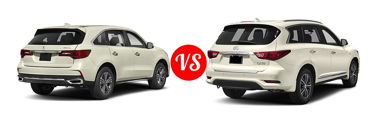 2018 Acura MDX SUV FWD vs. 2018 Infiniti QX60 SUV AWD / FWD - Rear Right Comparison