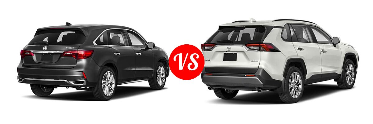 2018 Acura MDX SUV w/Technology Pkg vs. 2020 Toyota RAV4 SUV Limited - Rear Right Comparison