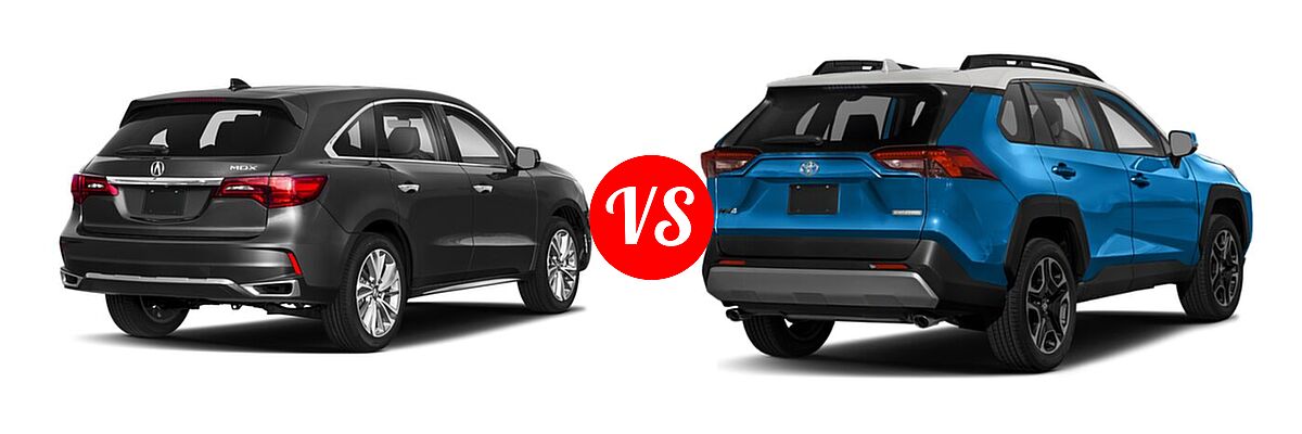 2018 Acura MDX SUV w/Technology Pkg vs. 2020 Toyota RAV4 SUV Adventure - Rear Right Comparison