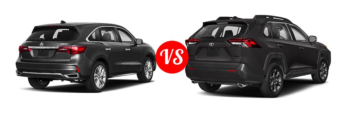 2018 Acura MDX SUV w/Technology Pkg vs. 2020 Toyota RAV4 SUV TRD Off Road - Rear Right Comparison