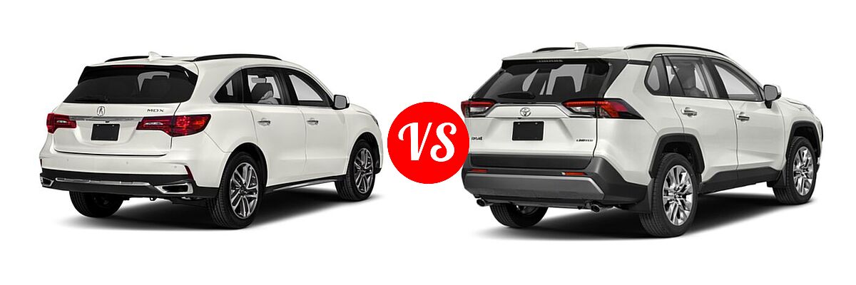 2018 Acura MDX SUV w/Advance Pkg vs. 2020 Toyota RAV4 SUV Limited - Rear Right Comparison