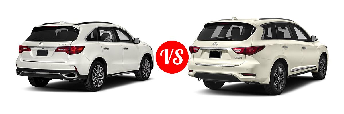 2018 Acura MDX SUV w/Advance Pkg vs. 2018 Infiniti QX60 SUV AWD / FWD - Rear Right Comparison