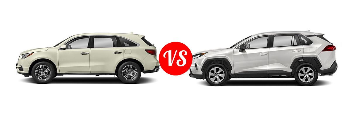 2018 Acura MDX SUV FWD vs. 2020 Toyota RAV4 SUV LE - Side Comparison