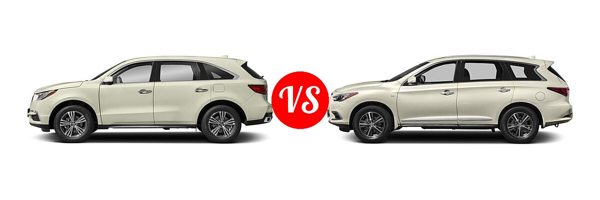 2018 Acura MDX SUV FWD vs. 2018 Infiniti QX60 SUV AWD / FWD - Side Comparison