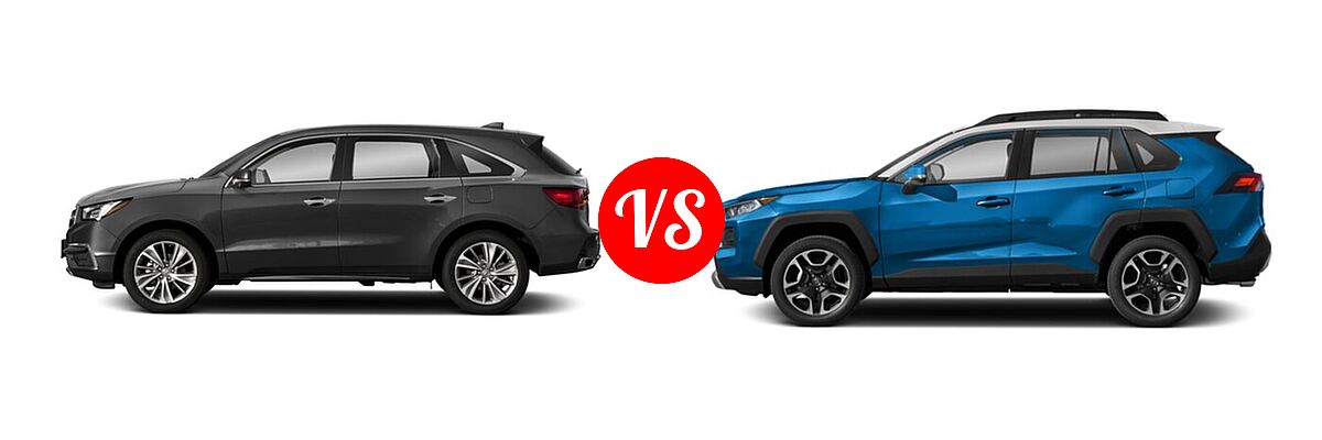 2018 Acura MDX SUV w/Technology Pkg vs. 2020 Toyota RAV4 SUV Adventure - Side Comparison
