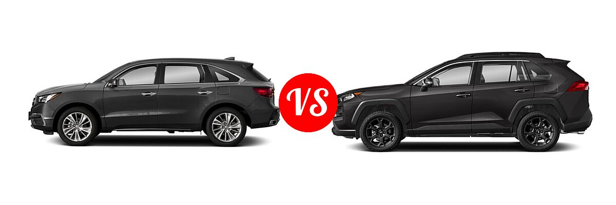 2018 Acura MDX SUV w/Technology Pkg vs. 2020 Toyota RAV4 SUV TRD Off Road - Side Comparison