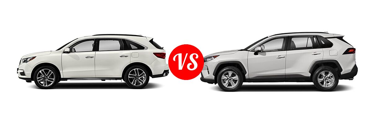 2018 Acura MDX SUV w/Advance Pkg vs. 2020 Toyota RAV4 SUV XLE / XLE Premium - Side Comparison