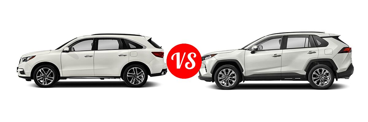 2018 Acura MDX SUV w/Advance Pkg vs. 2020 Toyota RAV4 SUV Limited - Side Comparison