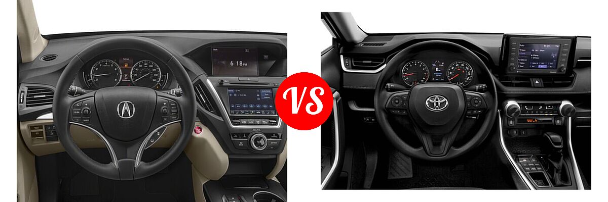 2018 Acura MDX SUV FWD vs. 2020 Toyota RAV4 SUV LE - Dashboard Comparison