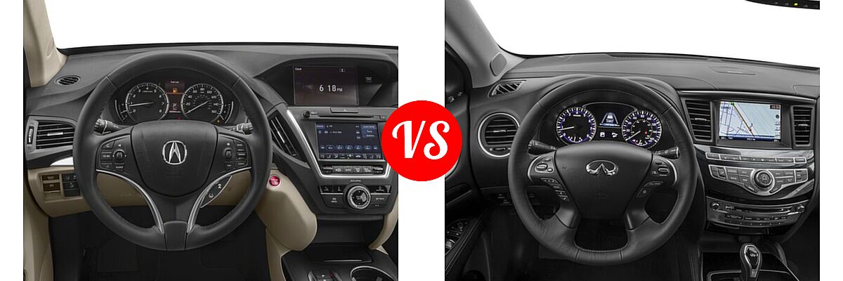 2018 Acura MDX SUV FWD vs. 2018 Infiniti QX60 SUV AWD / FWD - Dashboard Comparison