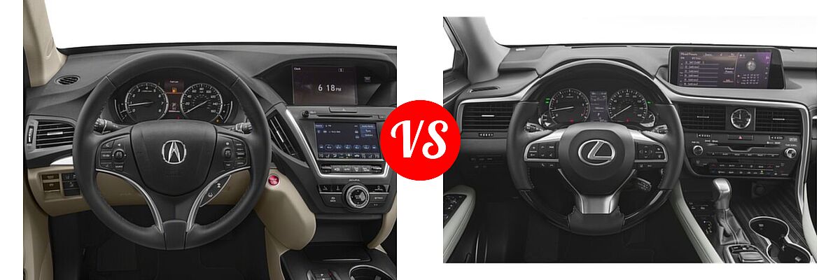 2018 Acura MDX SUV FWD vs. 2018 Lexus RX 350L SUV RX 350L Luxury / RX 350L Premium - Dashboard Comparison